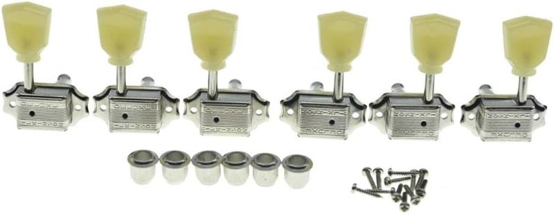 WILKINSON Nickel with Vintage Button 3x3 Deluxe Vintage Tuners Guitar Tuning Keys Machine Heads with Plastic Keystone Buttons for Les Paul/SG/ES, (K1948) - Image 1